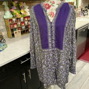 Woman Within Size 2X Peasant Blouse 
Floral 
Purple 
Long Sleeve 
100% Rayon